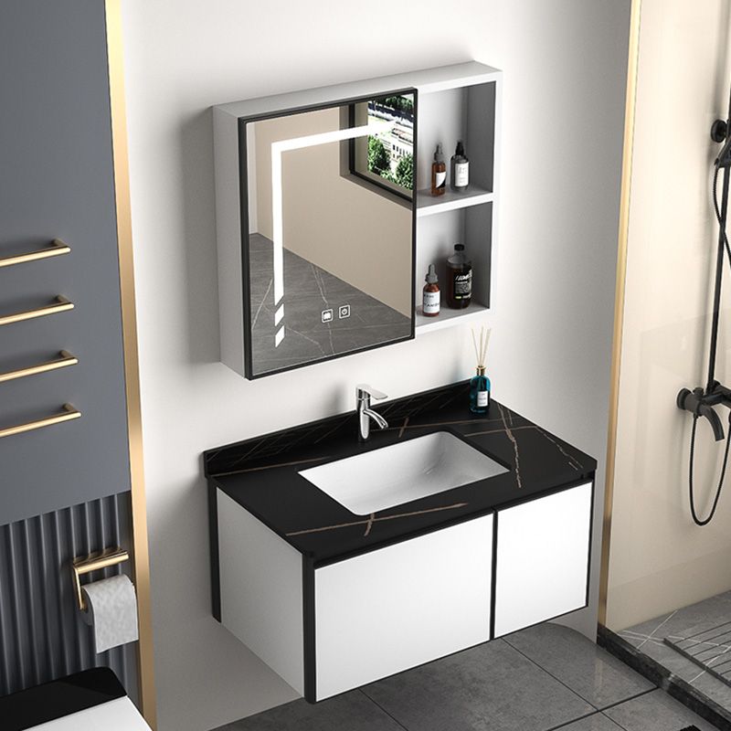 Modern Vanity Set Metal Frame Wall-Mounted with Soft Close Door Clearhalo 'Bathroom Remodel & Bathroom Fixtures' 'Bathroom Vanities' 'bathroom_vanities' 'Home Improvement' 'home_improvement' 'home_improvement_bathroom_vanities' 1200x1200_f0614de1-c7cc-4630-8531-be5b6491fff0