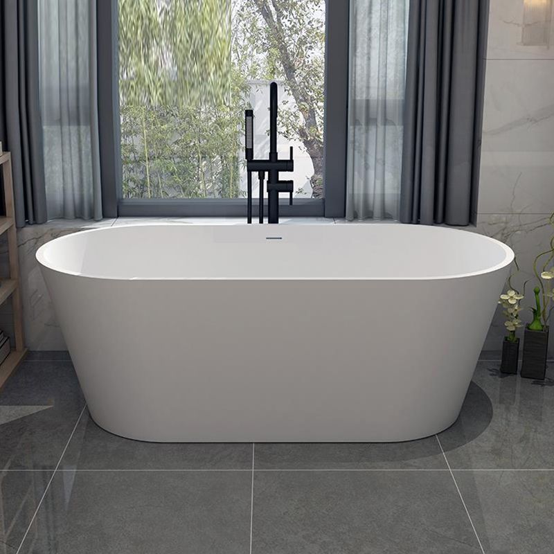 Stone Soaking Bathtub Antique Finish Oval Back to Wall Bath Tub (Faucet not Included) Clearhalo 'Bathroom Remodel & Bathroom Fixtures' 'Bathtubs' 'Home Improvement' 'home_improvement' 'home_improvement_bathtubs' 'Showers & Bathtubs' 1200x1200_f0e443f0-4685-4164-a127-6d7caf080275