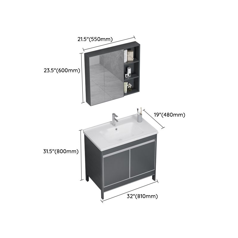 Freestanding Bathroom Vanity Space Aluminum Bathroom Vanity with Sink Clearhalo 'Bathroom Remodel & Bathroom Fixtures' 'Bathroom Vanities' 'bathroom_vanities' 'Home Improvement' 'home_improvement' 'home_improvement_bathroom_vanities' 1200x1200_f10b2a1b-4c7a-452e-aee9-8d065a0dbdb9