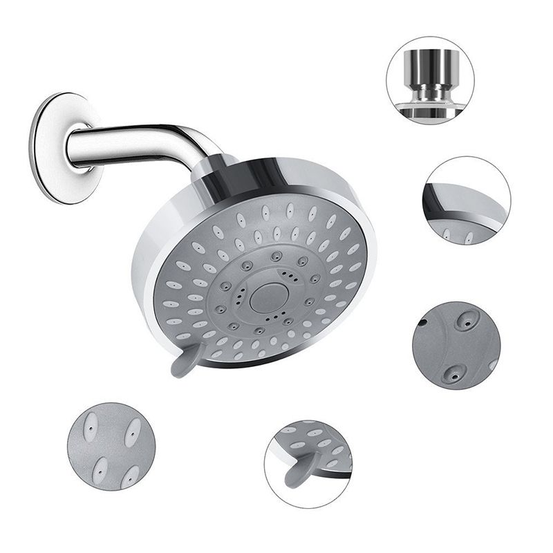 Silver Round Fixed Shower Head Modern Style Wall-Mount Showerhead Clearhalo 'Bathroom Remodel & Bathroom Fixtures' 'Home Improvement' 'home_improvement' 'home_improvement_shower_heads' 'Shower Heads' 'shower_heads' 'Showers & Bathtubs Plumbing' 'Showers & Bathtubs' 1200x1200_f11bb203-8f23-4ea8-a926-0744101380f1