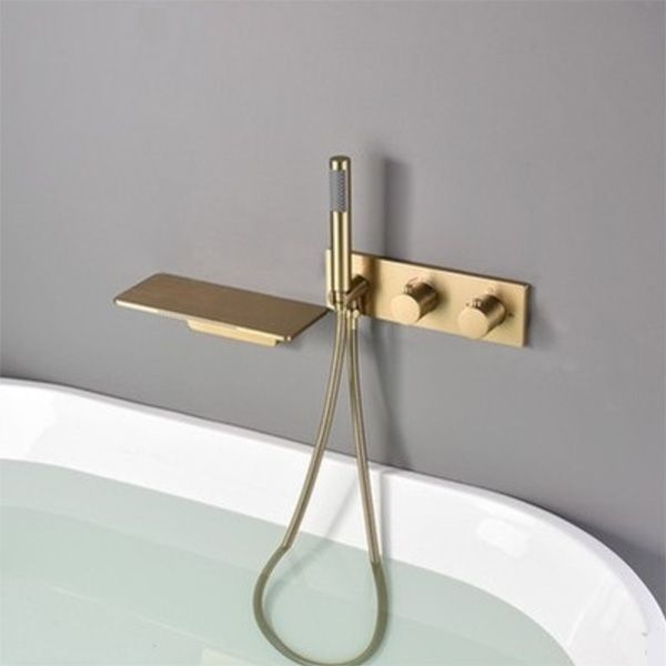 Modern Bathroom Faucet Copper Wall Mounted Fixed Bathroom Faucet Clearhalo 'Bathroom Remodel & Bathroom Fixtures' 'Bathtub Faucets' 'bathtub_faucets' 'Home Improvement' 'home_improvement' 'home_improvement_bathtub_faucets' 1200x1200_f13e1e87-ad7a-4125-878a-75fe3e9218bf