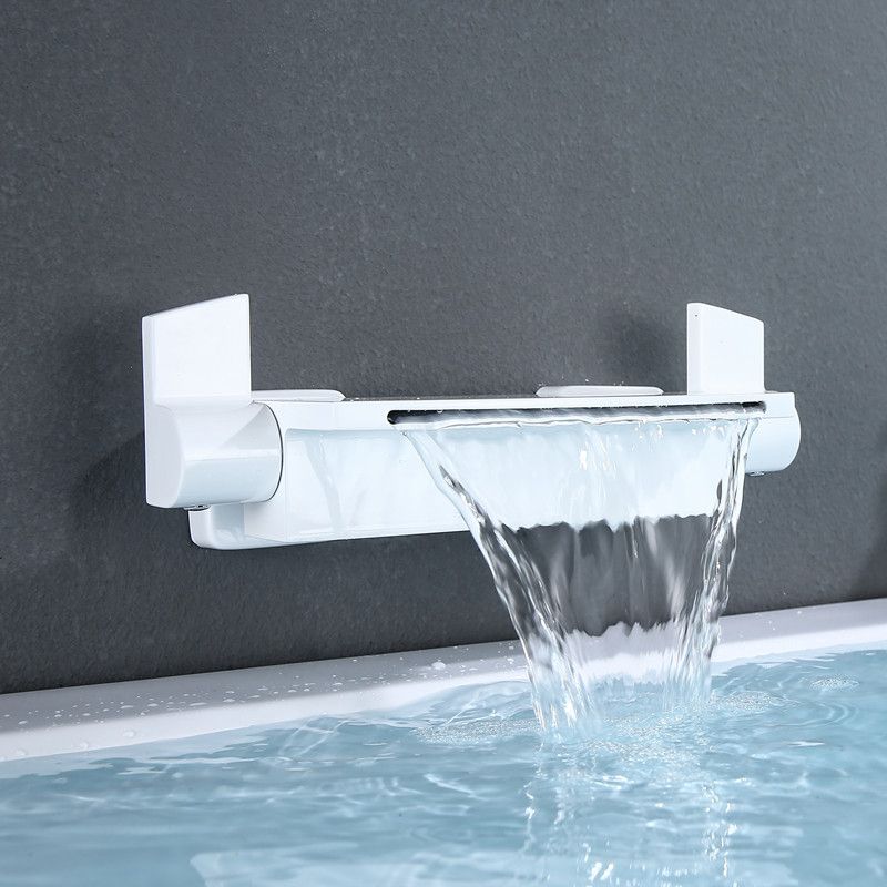 Wall Mounted Metal Tub Filler Low Arc Waterfall Bathroom Tub Faucet Trim Clearhalo 'Bathroom Remodel & Bathroom Fixtures' 'Bathtub Faucets' 'bathtub_faucets' 'Home Improvement' 'home_improvement' 'home_improvement_bathtub_faucets' 1200x1200_f174f8b9-9e70-461d-a141-32229ff2e7f0