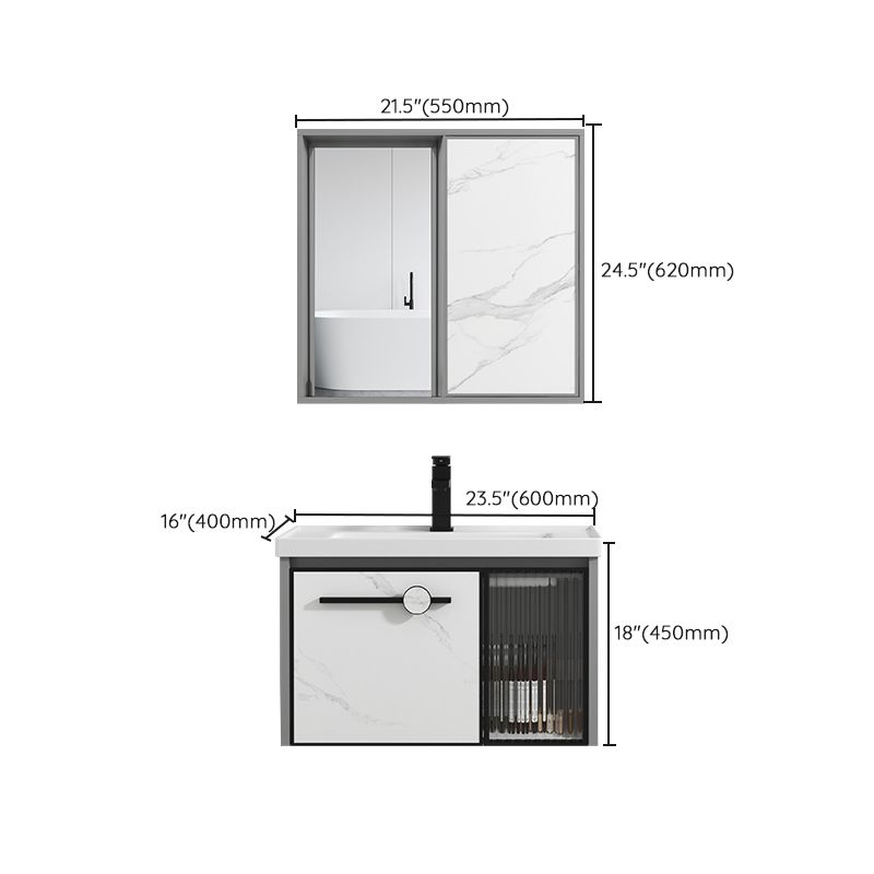 Single Sink Ceramic Bathroom Vanity Modern Gray Rectangular Sink Vanity Clearhalo 'Bathroom Remodel & Bathroom Fixtures' 'Bathroom Vanities' 'bathroom_vanities' 'Home Improvement' 'home_improvement' 'home_improvement_bathroom_vanities' 1200x1200_f18231c8-c03f-4d89-aa1b-87f5f7022d50