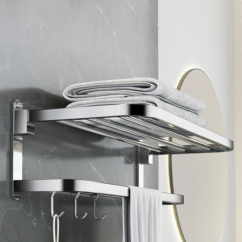 Polished Chrome Modern Bathroom Accessory Set in Stainless with Bath Shelf/Towel Bar Clearhalo 'Bathroom Hardware Sets' 'Bathroom Hardware' 'Bathroom Remodel & Bathroom Fixtures' 'bathroom_hardware_sets' 'Home Improvement' 'home_improvement' 'home_improvement_bathroom_hardware_sets' 1200x1200_f1b796be-e4fb-4e79-b60e-21f6e60c4c7f