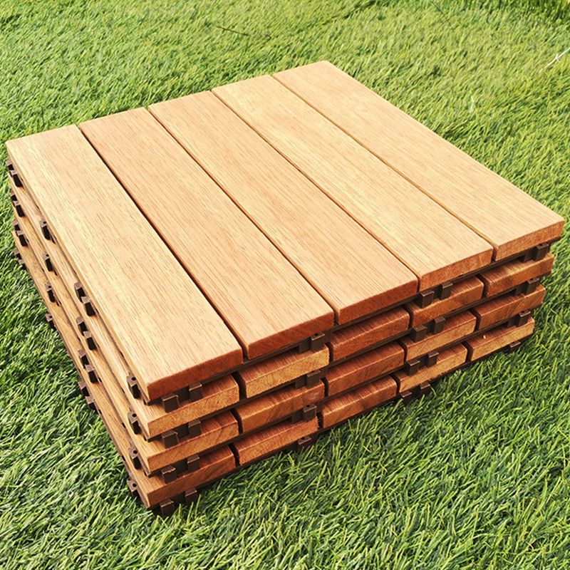 Teak Finish 5-Slat Square Wood Flooring Tile Interlocking Outdoor Flooring Tiles Clearhalo 'Home Improvement' 'home_improvement' 'home_improvement_outdoor_deck_tiles_planks' 'Outdoor Deck Tiles & Planks' 'Outdoor Flooring & Tile' 'Outdoor Remodel' 'outdoor_deck_tiles_planks' 1200x1200_f1c0599e-a388-4763-a55f-73b4eab33308