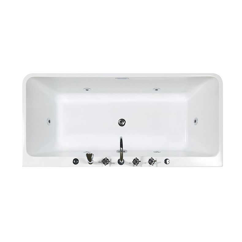 White Acrylic Rectangular Bath Tub Whirlpool Stand Alone Tub with Faucet Clearhalo 'Bathroom Remodel & Bathroom Fixtures' 'Bathtubs' 'Home Improvement' 'home_improvement' 'home_improvement_bathtubs' 'Showers & Bathtubs' 1200x1200_f1ca3db7-6d92-4675-a15c-85f257e419bb