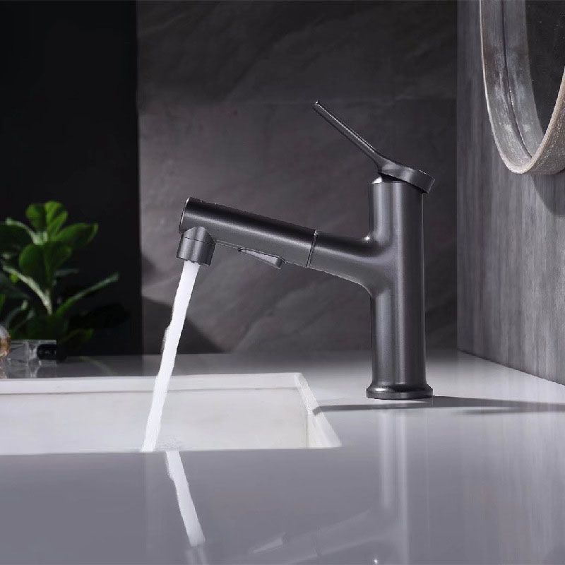 Contemporary Single Handle Faucet Pull-out Sink Faucet with Lever Handle Clearhalo 'Bathroom Remodel & Bathroom Fixtures' 'Bathroom Sink Faucets' 'Bathroom Sinks & Faucet Components' 'bathroom_sink_faucets' 'Home Improvement' 'home_improvement' 'home_improvement_bathroom_sink_faucets' 1200x1200_f1d94f2e-09ac-4097-a34c-e0b655a70b73