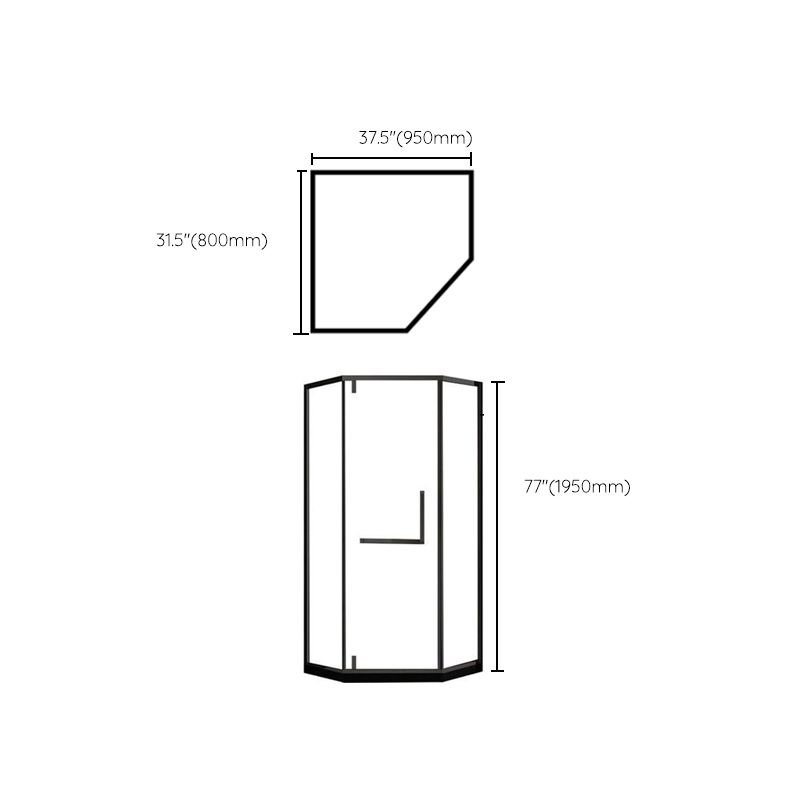 Contemporary Black Shower Enclosure Neo-Angle Semi-Frameless Clear Shower Enclosure Clearhalo 'Bathroom Remodel & Bathroom Fixtures' 'Home Improvement' 'home_improvement' 'home_improvement_shower_stalls_enclosures' 'Shower Stalls & Enclosures' 'shower_stalls_enclosures' 'Showers & Bathtubs' 1200x1200_f1f170d8-96e8-49e9-beae-6d0b7da6ab0e