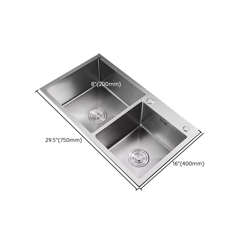 Modern Style Kitchen Sink Drop-In Stainless Steel Kitchen Double Sink Clearhalo 'Home Improvement' 'home_improvement' 'home_improvement_kitchen_sinks' 'Kitchen Remodel & Kitchen Fixtures' 'Kitchen Sinks & Faucet Components' 'Kitchen Sinks' 'kitchen_sinks' 1200x1200_f246637c-1008-452c-b7a0-fd89b25a93a7