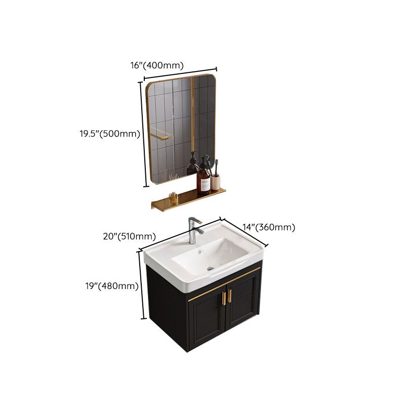 Single Sink Modern Sink Vanity Black Wall Mount Rectangular Bath Vanity Clearhalo 'Bathroom Remodel & Bathroom Fixtures' 'Bathroom Vanities' 'bathroom_vanities' 'Home Improvement' 'home_improvement' 'home_improvement_bathroom_vanities' 1200x1200_f2527286-8040-4972-b8a6-b52cc952140c