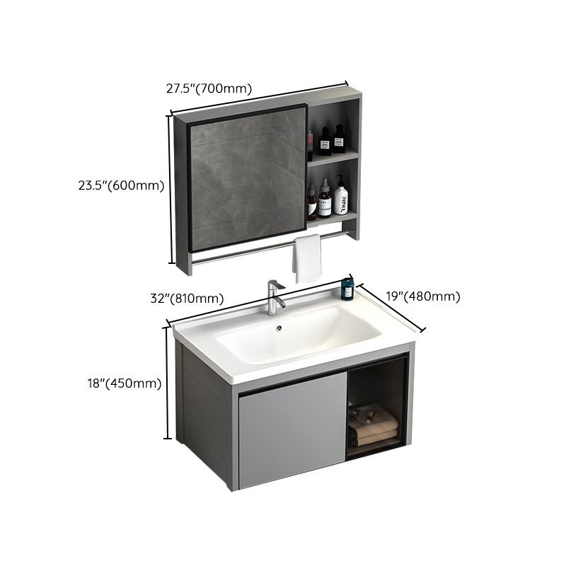 Single Bathroom Vanity Modern Gray Metal Base Wall Mount Rectangular Vanity Set Clearhalo 'Bathroom Remodel & Bathroom Fixtures' 'Bathroom Vanities' 'bathroom_vanities' 'Home Improvement' 'home_improvement' 'home_improvement_bathroom_vanities' 1200x1200_f2562bf0-37c3-445d-97ae-3bf474a8a46a