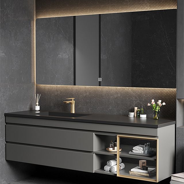 Vanity Set Bathroom Wall Mounted Mirror Storage Shelf Vanity Sink with Faucet Clearhalo 'Bathroom Remodel & Bathroom Fixtures' 'Bathroom Vanities' 'bathroom_vanities' 'Home Improvement' 'home_improvement' 'home_improvement_bathroom_vanities' 1200x1200_f26c31b0-57a5-4ab6-a886-f5ed6a33d310