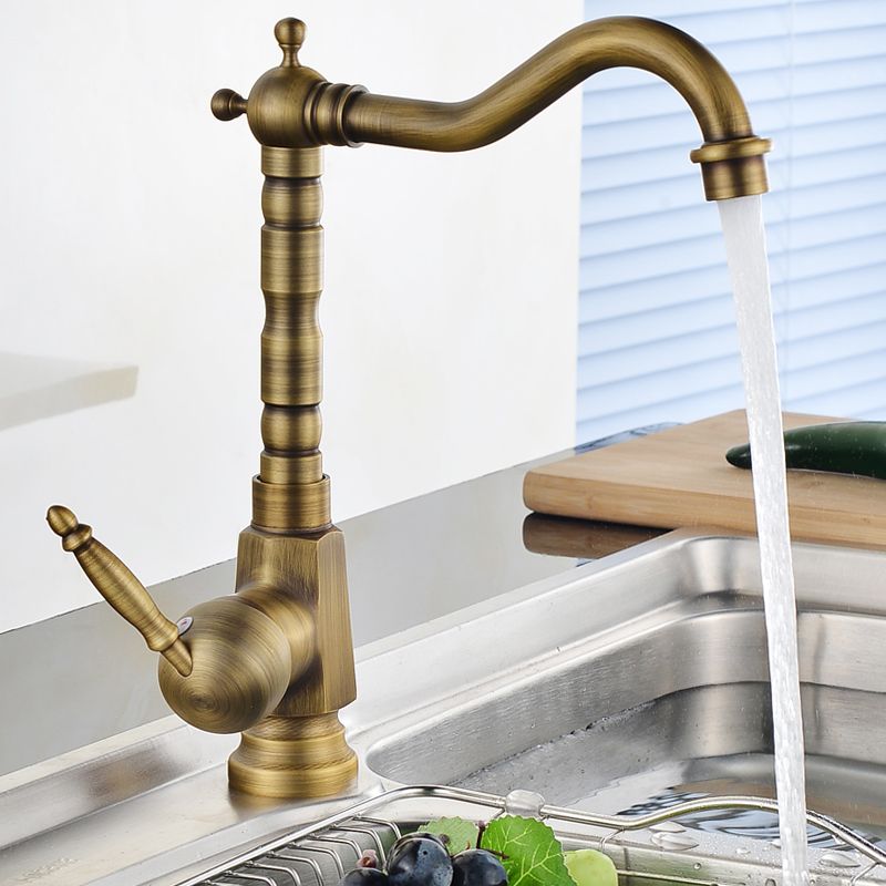 Traditional Bar Faucet with Brass Sprayer 1-Handle Kitchen Faucet Clearhalo 'Home Improvement' 'home_improvement' 'home_improvement_kitchen_faucets' 'Kitchen Faucets' 'Kitchen Remodel & Kitchen Fixtures' 'Kitchen Sinks & Faucet Components' 'kitchen_faucets' 1200x1200_f26fac34-2d7d-410b-ac50-c20fcbf15487