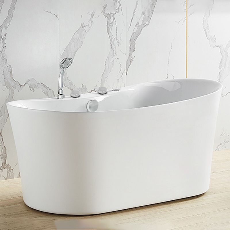 White Acrylic Freestanding Bathtub Oval Modern Handles Included Bath Clearhalo 'Bathroom Remodel & Bathroom Fixtures' 'Bathtubs' 'Home Improvement' 'home_improvement' 'home_improvement_bathtubs' 'Showers & Bathtubs' 1200x1200_f27403c5-b2c3-4c83-a947-938c10f1c1d9