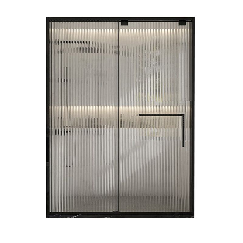 Black Stainless Steel Narrow Frame Semi Frameless Single Swing Shower Door Clearhalo 'Bathroom Remodel & Bathroom Fixtures' 'Home Improvement' 'home_improvement' 'home_improvement_shower_tub_doors' 'Shower and Tub Doors' 'shower_tub_doors' 'Showers & Bathtubs' 1200x1200_f2adac93-1bf4-488f-90b1-62c220ae6127