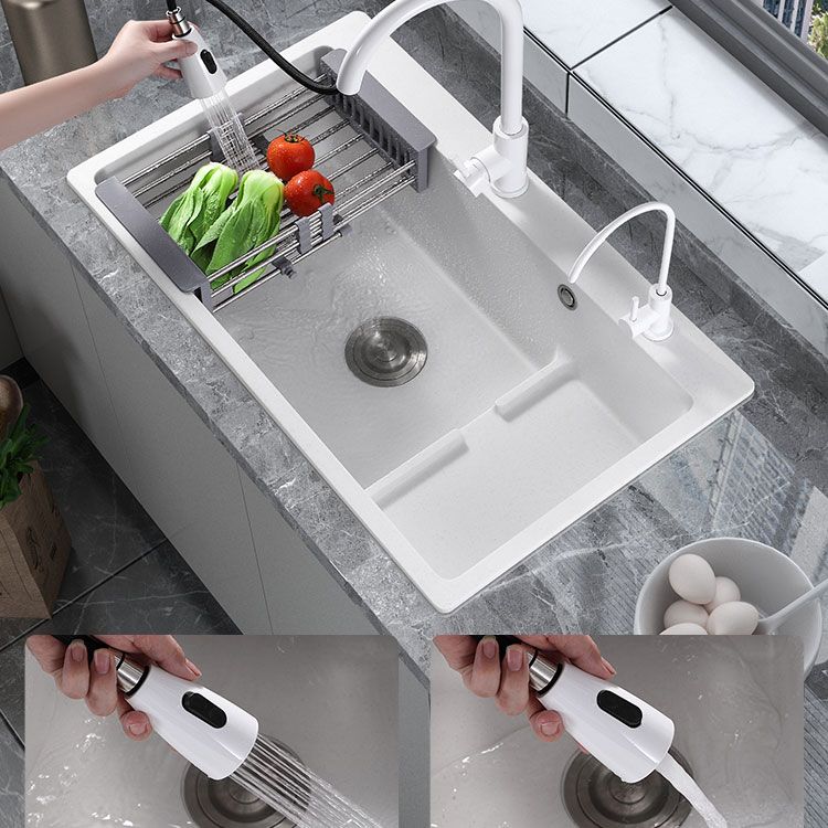 Contemporary Style Kitchen Sink Quartz Kitchen Sink in White Clearhalo 'Home Improvement' 'home_improvement' 'home_improvement_kitchen_sinks' 'Kitchen Remodel & Kitchen Fixtures' 'Kitchen Sinks & Faucet Components' 'Kitchen Sinks' 'kitchen_sinks' 1200x1200_f2b1fb27-db5b-4302-ad19-9530031df2f8