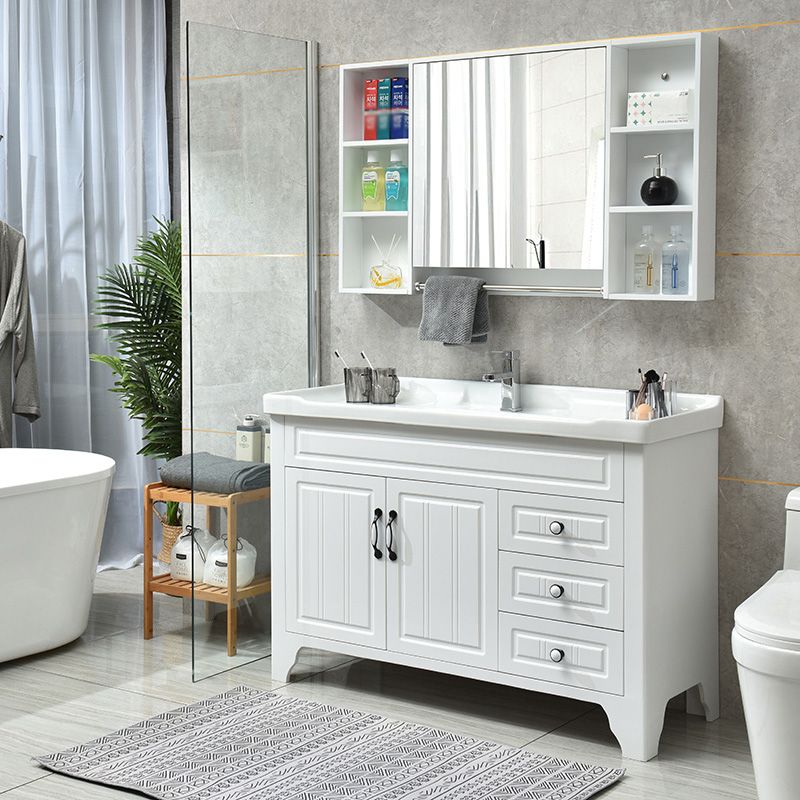 Wood Modern Sink Vanity Freestanding Bathroom Vanity with Mirror Clearhalo 'Bathroom Remodel & Bathroom Fixtures' 'Bathroom Vanities' 'bathroom_vanities' 'Home Improvement' 'home_improvement' 'home_improvement_bathroom_vanities' 1200x1200_f2b8ee26-e745-4e51-8a1e-6ccb96a92a95