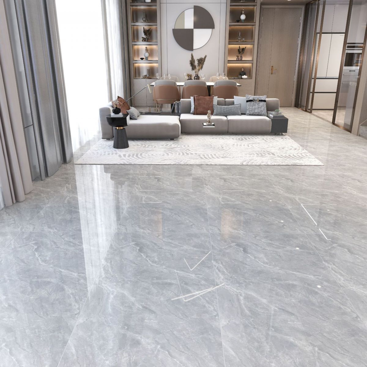 Floor and Wall Tile Marble Print Living Room Porcelain Indoor Floor Tile Clearhalo 'Floor Tiles & Wall Tiles' 'floor_tiles_wall_tiles' 'Flooring 'Home Improvement' 'home_improvement' 'home_improvement_floor_tiles_wall_tiles' Walls and Ceiling' 1200x1200_f2c388de-d322-4c93-b310-22c85c0a7dae