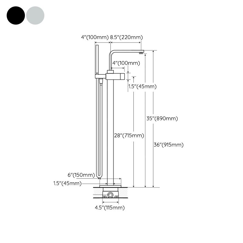 Floor Mounted Copper Freestanding Tub Filler High Arc Tub Filler Trim with Hand Shower Clearhalo 'Bathroom Remodel & Bathroom Fixtures' 'Bathtub Faucets' 'bathtub_faucets' 'Home Improvement' 'home_improvement' 'home_improvement_bathtub_faucets' 1200x1200_f2cebea0-0ca3-4a3f-b0be-ba466f93ed9c