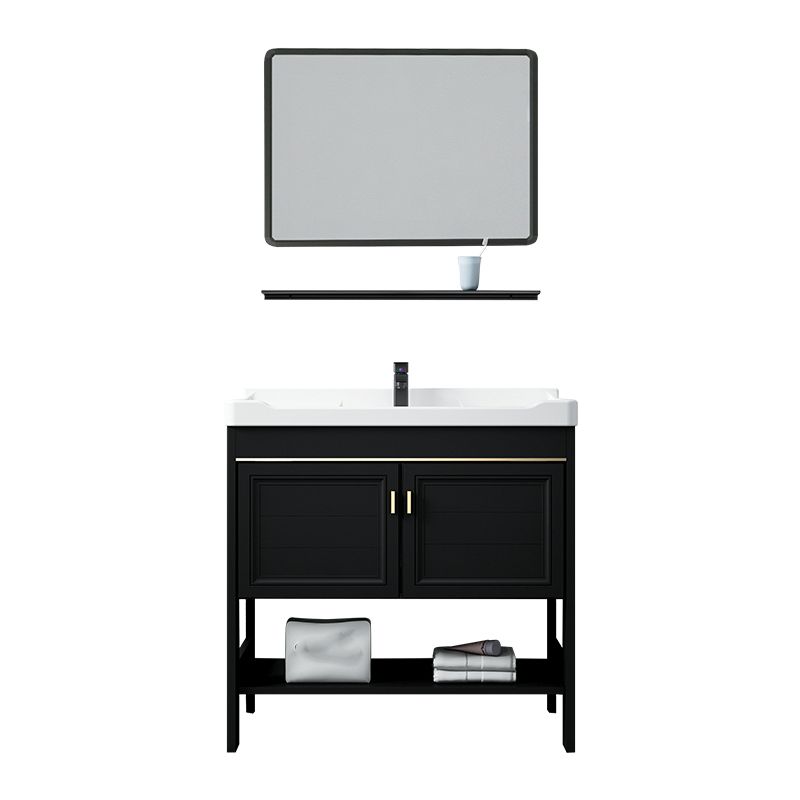 Glam Single Bath Vanity Black Rectangular Freestanding Sink Vanity Clearhalo 'Bathroom Remodel & Bathroom Fixtures' 'Bathroom Vanities' 'bathroom_vanities' 'Home Improvement' 'home_improvement' 'home_improvement_bathroom_vanities' 1200x1200_f2e4f4bf-66ea-488f-b1f2-97c41539b8ba