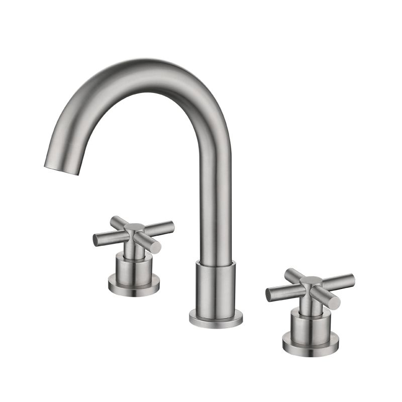 Stainless Steel Sink Faucet Circular Cross Handles Faucet for Bathroom Clearhalo 'bathroom_sink_faucets' 'Conjunta de Baño y Conjunta de Grifo' 'Coronamiento de Baño y Dispositivo de Baño' 'Grifo del lavabo del baño' 'Hogar' 'home_improvement' 'home_improvement_bathroom_sink_faucets' 'Mejoras para el hogar' 1200x1200_f2e9e541-bb06-4e3f-8b1b-03aa6e18ed9f