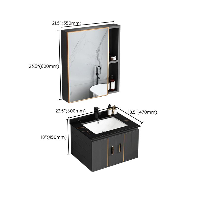 Modern Single Sink Vanity Black Ceramic Bath Vanity with Soft Close Door Clearhalo 'Bathroom Remodel & Bathroom Fixtures' 'Bathroom Vanities' 'bathroom_vanities' 'Home Improvement' 'home_improvement' 'home_improvement_bathroom_vanities' 1200x1200_f3020d24-9c2b-4f75-b869-c93f7e525269