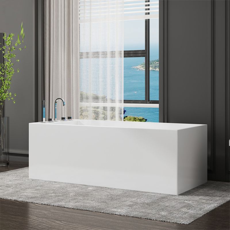 Modern Style Freestanding Bath Tub Stone Bathtub with Overflow Trim Clearhalo 'Bathroom Remodel & Bathroom Fixtures' 'Bathtubs' 'Home Improvement' 'home_improvement' 'home_improvement_bathtubs' 'Showers & Bathtubs' 1200x1200_f30cdc04-2f01-4f57-946b-eceb7ea01d94