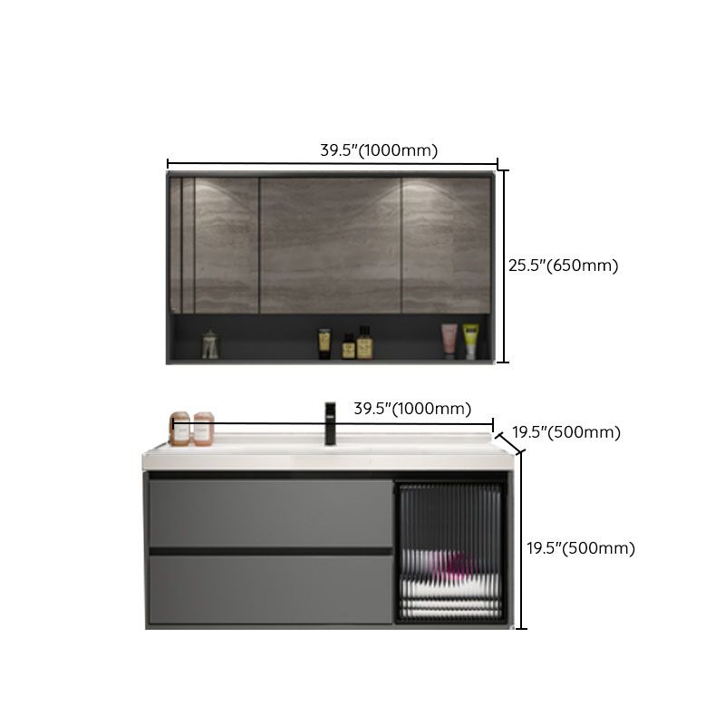 Modern Metal Grey Wall Mount Bathroom Sink Vanity with Mirror Clearhalo 'Bathroom Remodel & Bathroom Fixtures' 'Bathroom Vanities' 'bathroom_vanities' 'Home Improvement' 'home_improvement' 'home_improvement_bathroom_vanities' 1200x1200_f319f57f-7601-4d42-aae1-92630bc04c54