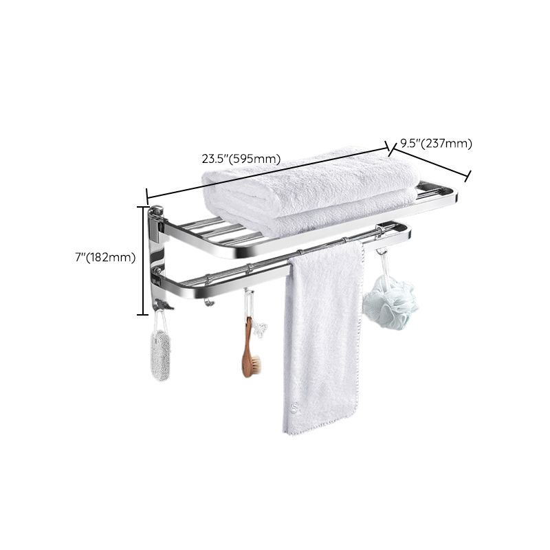 Contemporary Polished Chrome Bathroom Accessory Set with Towel Bar & Bath Shelf Clearhalo 'Bathroom Hardware Sets' 'Bathroom Hardware' 'Bathroom Remodel & Bathroom Fixtures' 'bathroom_hardware_sets' 'Home Improvement' 'home_improvement' 'home_improvement_bathroom_hardware_sets' 1200x1200_f3423091-7e76-43f2-9a44-6ed750afbeaa