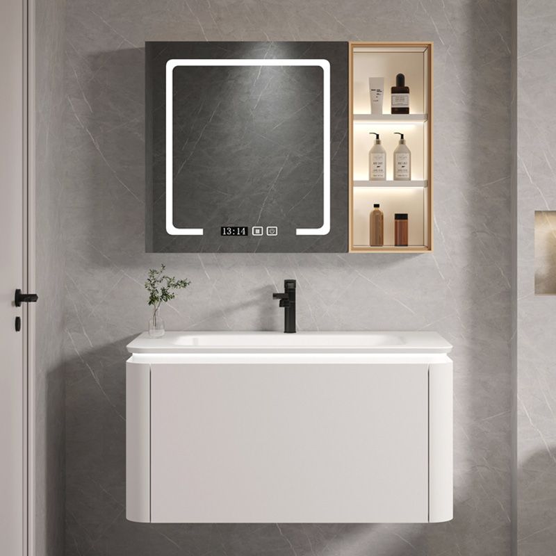Wall Mounted Bathroom Vanity Mirror Drawer Single Sink Wood Rectangular in White Clearhalo 'Bathroom Remodel & Bathroom Fixtures' 'Bathroom Vanities' 'bathroom_vanities' 'Home Improvement' 'home_improvement' 'home_improvement_bathroom_vanities' 1200x1200_f392053e-8fa0-451d-821b-e17c8ff226fe