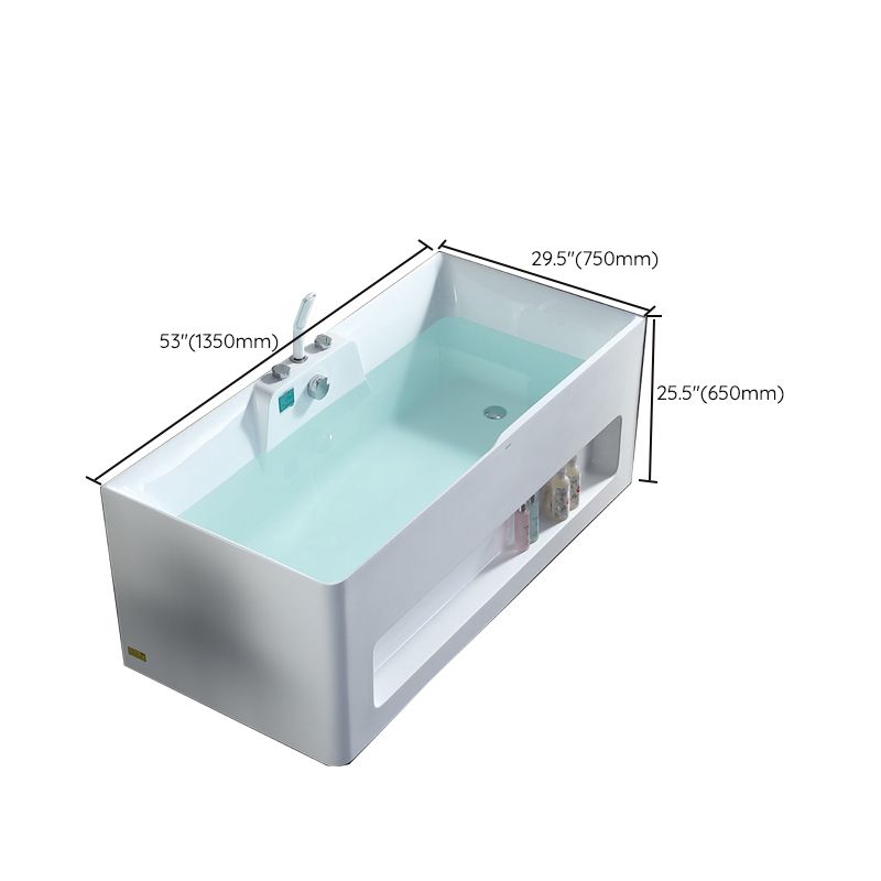 Modern Style Acrylic Bathtub Rectangle Back to Wall Bathroom Bathtub in White Clearhalo 'Bathroom Remodel & Bathroom Fixtures' 'Bathtubs' 'Home Improvement' 'home_improvement' 'home_improvement_bathtubs' 'Showers & Bathtubs' 1200x1200_f3c4d768-2bdd-4d29-a33a-26675a76a4f6