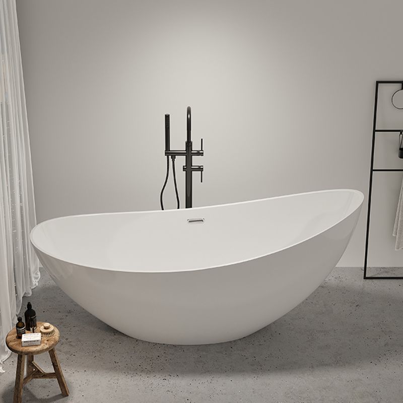 Contemporary White Acrylic Oval Bathtub Soaking Freestanding Tub Clearhalo 'Bathroom Remodel & Bathroom Fixtures' 'Bathtubs' 'Home Improvement' 'home_improvement' 'home_improvement_bathtubs' 'Showers & Bathtubs' 1200x1200_f3c94686-89c1-45b7-9cfc-b12a0330a99c