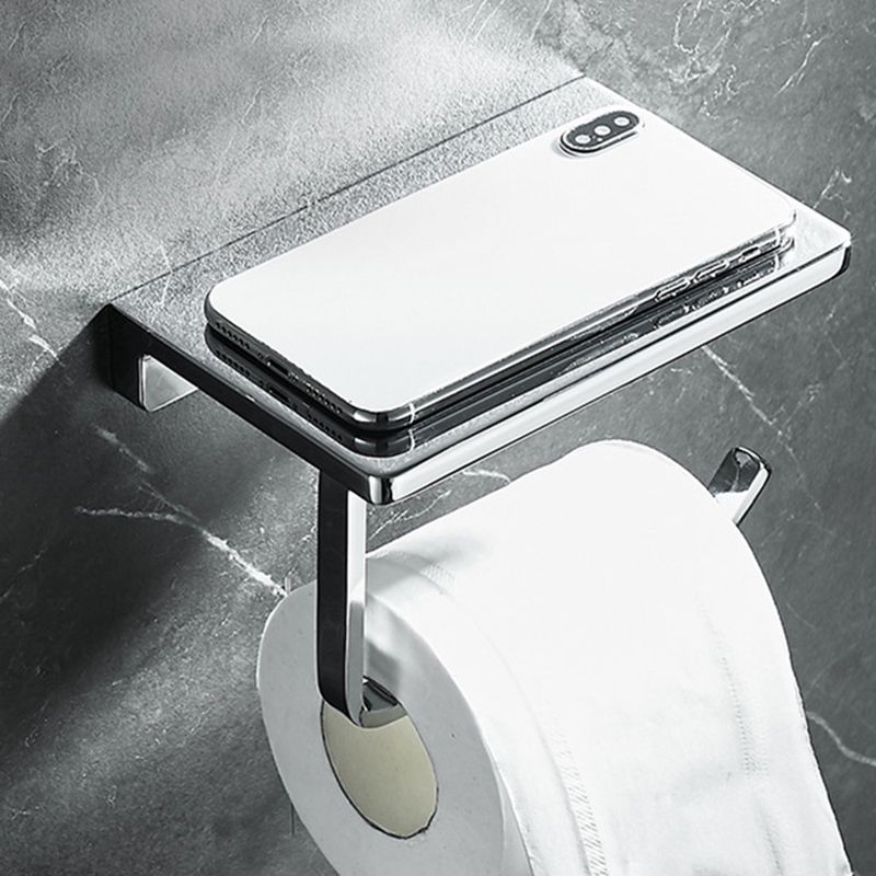 Contemporary 2-Piece Bathroom Set in Stainless Steel Polished Chrome Paper Holder Clearhalo 'Bathroom Hardware Sets' 'Bathroom Hardware' 'Bathroom Remodel & Bathroom Fixtures' 'bathroom_hardware_sets' 'Home Improvement' 'home_improvement' 'home_improvement_bathroom_hardware_sets' 1200x1200_f3e5e7a6-acfb-4e61-82c0-405e63db8997