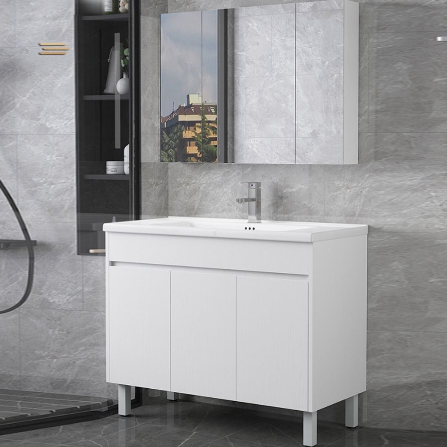 Rectangular Freestanding Bathroom Vanity White Modern Single-Sink Vanity Set Clearhalo 'Bathroom Remodel & Bathroom Fixtures' 'Bathroom Vanities' 'bathroom_vanities' 'Home Improvement' 'home_improvement' 'home_improvement_bathroom_vanities' 1200x1200_f4029d27-79b5-4ab8-a407-0078de302598