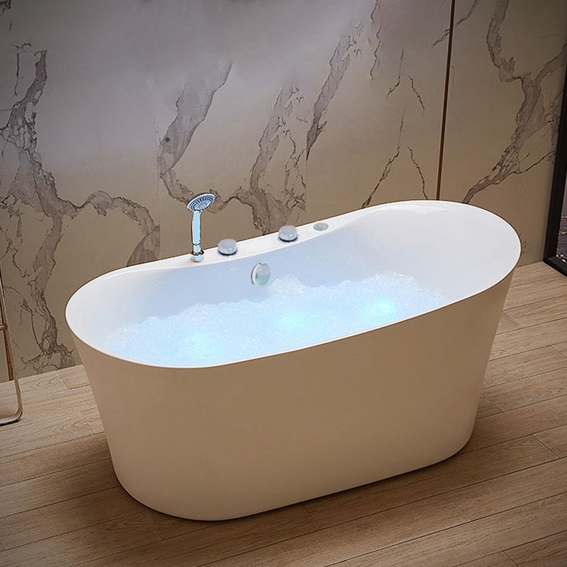 White Acrylic Freestanding Bathtub Oval Modern Handles Included Bath Clearhalo 'Bathroom Remodel & Bathroom Fixtures' 'Bathtubs' 'Home Improvement' 'home_improvement' 'home_improvement_bathtubs' 'Showers & Bathtubs' 1200x1200_f44bf001-e7d2-425d-9fa2-d9681efd054e