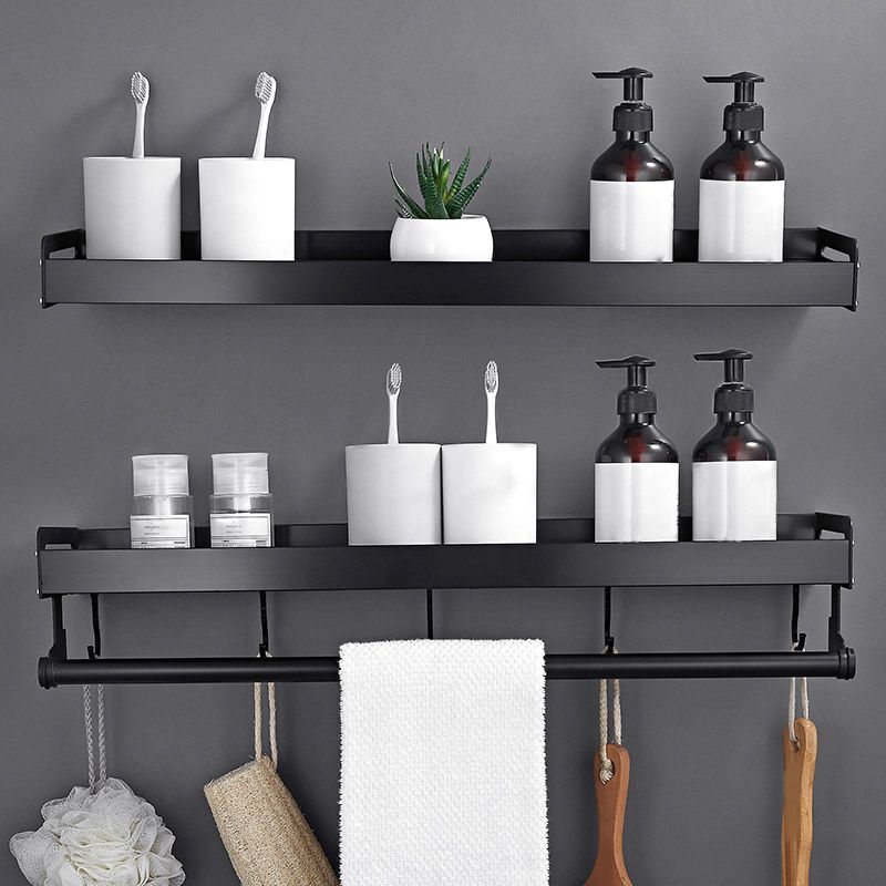 Matte Black Modern Bathroom Accessory Set, Set of 2, Bath Shelf Clearhalo 'Bathroom Hardware Sets' 'Bathroom Hardware' 'Bathroom Remodel & Bathroom Fixtures' 'bathroom_hardware_sets' 'Home Improvement' 'home_improvement' 'home_improvement_bathroom_hardware_sets' 1200x1200_f4582e30-81c5-4cb2-aae9-b1ed31fb7cf8