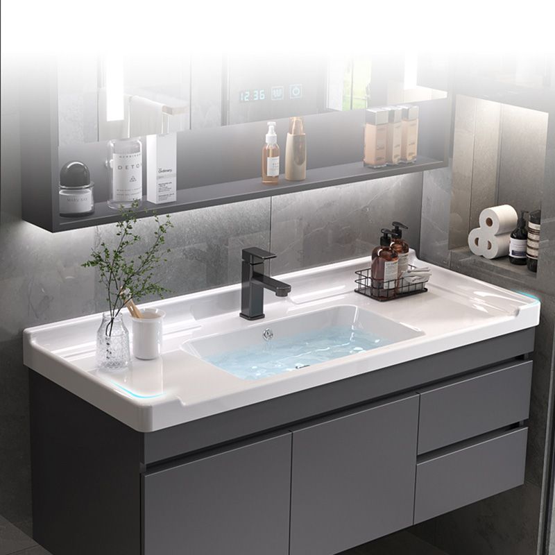 Grey Modern Solid Wood Single-Sink Open Console with Sink Set Clearhalo 'Bathroom Remodel & Bathroom Fixtures' 'Bathroom Vanities' 'bathroom_vanities' 'Home Improvement' 'home_improvement' 'home_improvement_bathroom_vanities' 1200x1200_f493fd78-0f53-490c-9d00-591a52cbfa1a