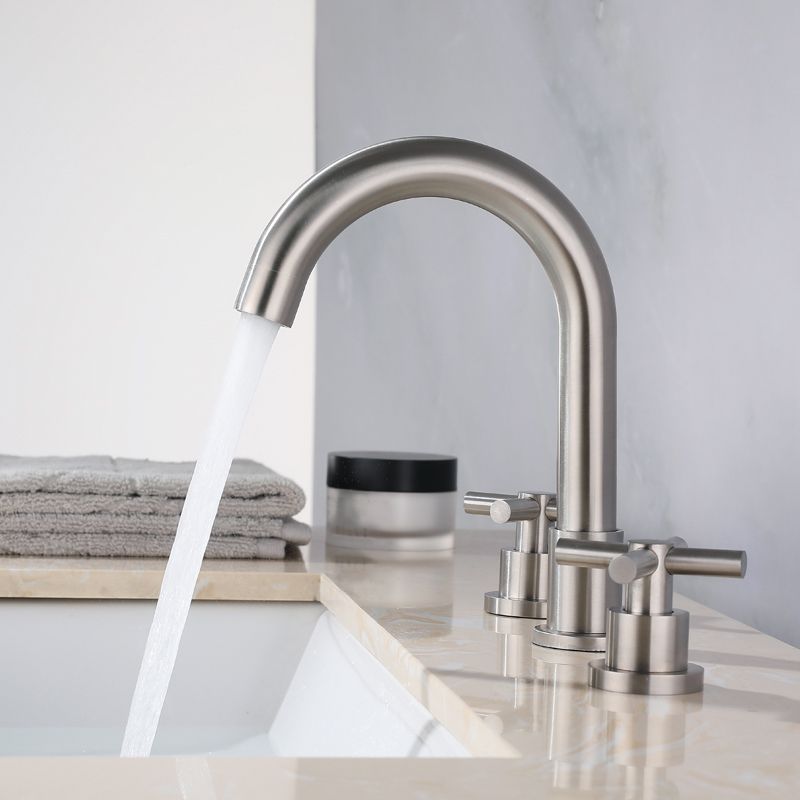 Stainless Steel Sink Faucet Circular Cross Handles Faucet for Bathroom Clearhalo 'bathroom_sink_faucets' 'Conjunta de Baño y Conjunta de Grifo' 'Coronamiento de Baño y Dispositivo de Baño' 'Grifo del lavabo del baño' 'Hogar' 'home_improvement' 'home_improvement_bathroom_sink_faucets' 'Mejoras para el hogar' 1200x1200_f4a3a554-801b-487e-a6c0-4a8a4ef4fe4b