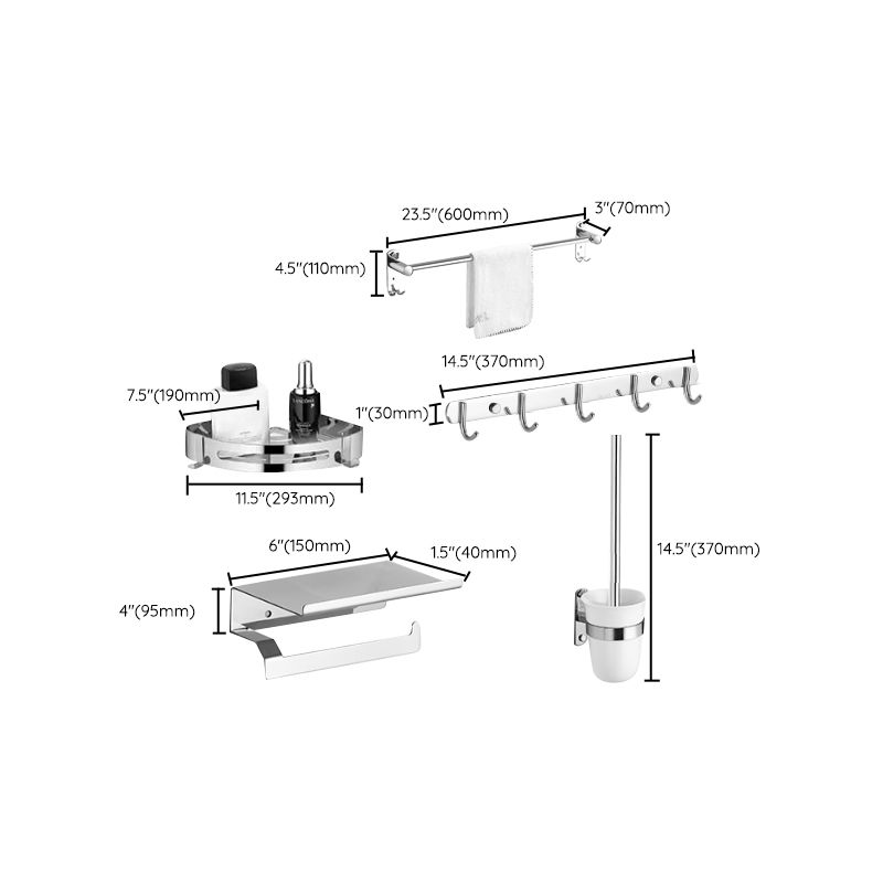 Modern Bathroom Accessory Kit Stainless Steel Bath Shelf Bathroom Set Clearhalo 'Bathroom Hardware Sets' 'Bathroom Hardware' 'Bathroom Remodel & Bathroom Fixtures' 'bathroom_hardware_sets' 'Home Improvement' 'home_improvement' 'home_improvement_bathroom_hardware_sets' 1200x1200_f4c200cb-8d2a-456b-9013-c55fa8015aff