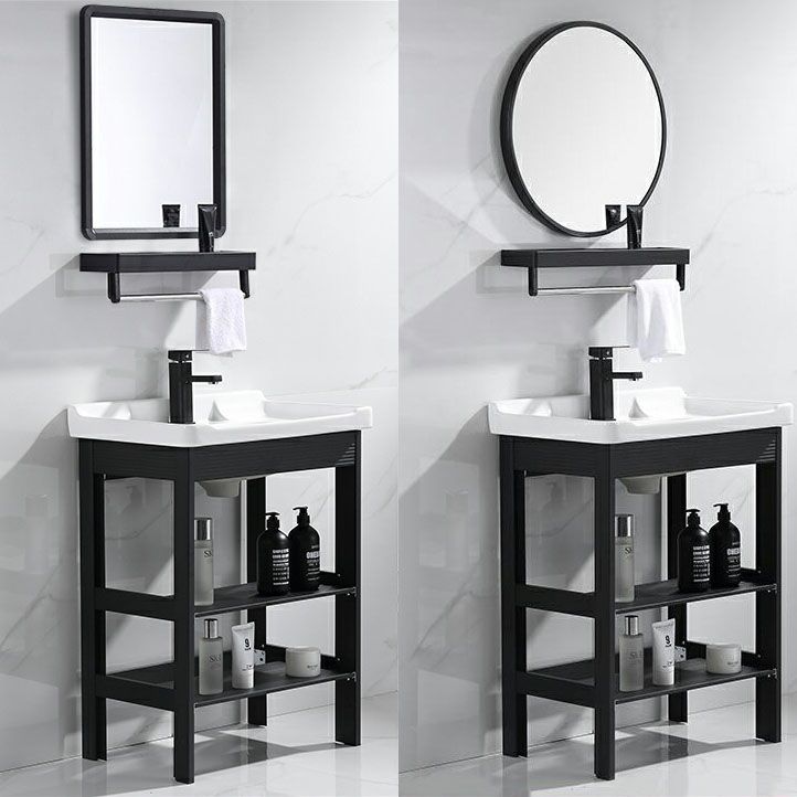 Freestanding Modern Sink Included Bath Vanity in Black for Bathroom Clearhalo 'Bathroom Remodel & Bathroom Fixtures' 'Bathroom Vanities' 'bathroom_vanities' 'Home Improvement' 'home_improvement' 'home_improvement_bathroom_vanities' 1200x1200_f50165e7-e627-4291-a2bf-12b05c45d8b4