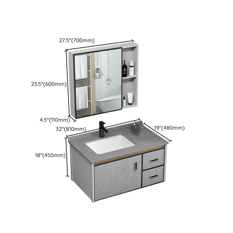 Single Bathroom Vanity Glam Gray Metal Frame Rectangular Wall Mount Vanity Set Clearhalo 'Bathroom Remodel & Bathroom Fixtures' 'Bathroom Vanities' 'bathroom_vanities' 'Home Improvement' 'home_improvement' 'home_improvement_bathroom_vanities' 1200x1200_f503aa2e-e099-401e-9ca5-45050aa772ec