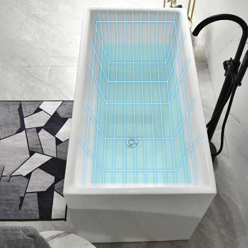 Acrylic Freestanding Bathtub Modern Rectangle Bathtub with Center Drain Clearhalo 'Bathroom Remodel & Bathroom Fixtures' 'Bathtubs' 'Home Improvement' 'home_improvement' 'home_improvement_bathtubs' 'Showers & Bathtubs' 1200x1200_f5152fc6-6b99-4fec-a432-172819e2eb9d