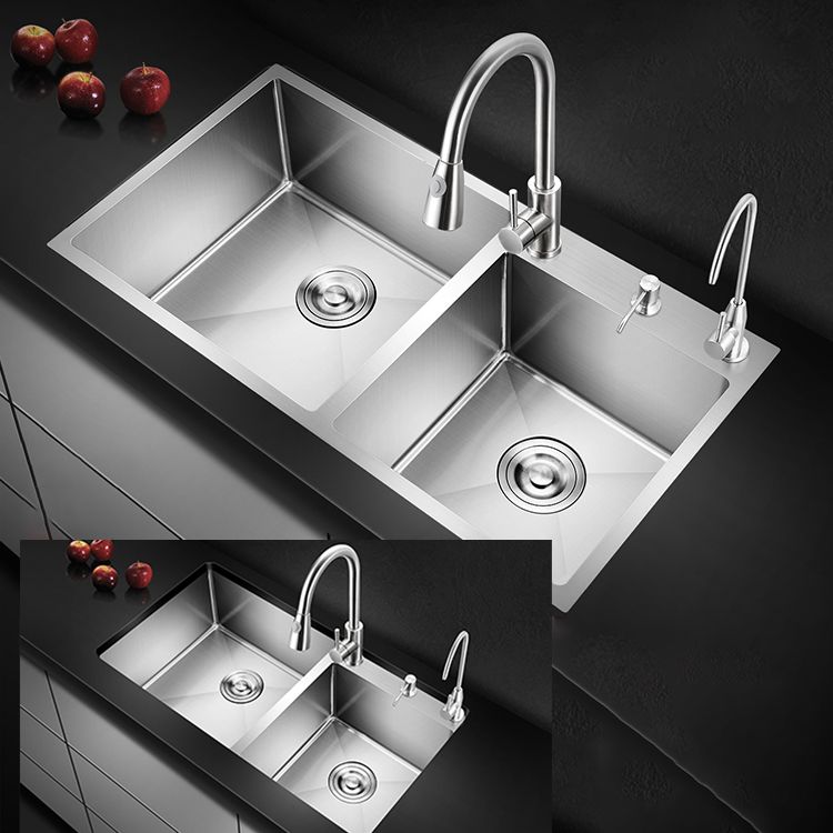 Classic Style Kitchen Sink Drop-In Stainless Steel Kitchen Sink with Drain Strainer Kit Clearhalo 'Home Improvement' 'home_improvement' 'home_improvement_kitchen_sinks' 'Kitchen Remodel & Kitchen Fixtures' 'Kitchen Sinks & Faucet Components' 'Kitchen Sinks' 'kitchen_sinks' 1200x1200_f5224d77-7b8f-4129-b4d9-0578b268c265