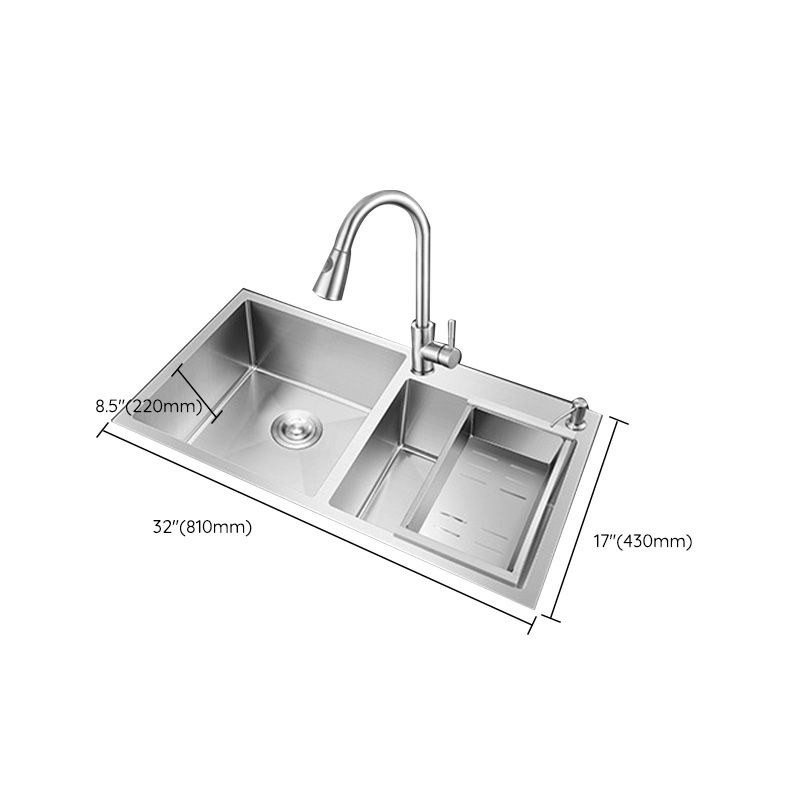 Rectangle Stainless Steel Kitchen Sink with Drain Assembly Contemporary Sink Clearhalo 'Home Improvement' 'home_improvement' 'home_improvement_kitchen_sinks' 'Kitchen Remodel & Kitchen Fixtures' 'Kitchen Sinks & Faucet Components' 'Kitchen Sinks' 'kitchen_sinks' 1200x1200_f53bc748-07c6-4c0f-96e3-8c520459c259