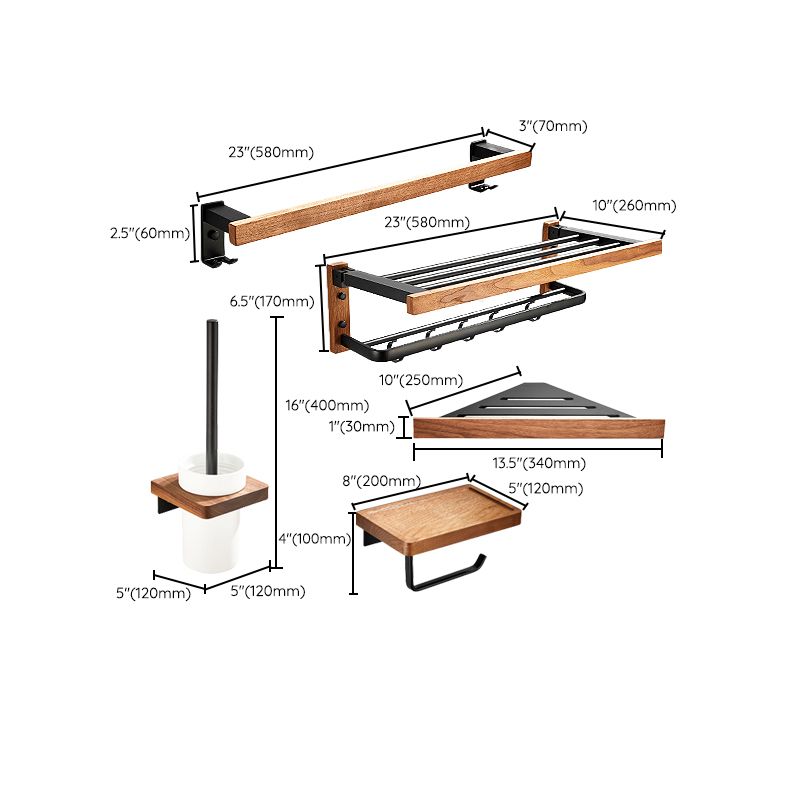 7-Piece Bathroom Hardware Set Solid Wood and Metal Bathroom Accessory Set Clearhalo 'Bathroom Hardware Sets' 'Bathroom Hardware' 'Bathroom Remodel & Bathroom Fixtures' 'bathroom_hardware_sets' 'Home Improvement' 'home_improvement' 'home_improvement_bathroom_hardware_sets' 1200x1200_f55fe2c1-99ff-4047-8c5d-9c54a1999c64