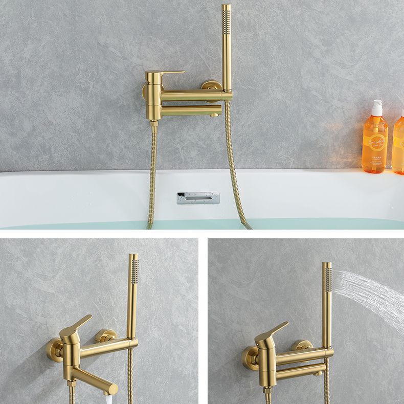 Wall Mounted Bathroom Faucet Contemporary Style Swivel Bathroom Faucet Clearhalo 'Bathroom Remodel & Bathroom Fixtures' 'Bathtub Faucets' 'bathtub_faucets' 'Home Improvement' 'home_improvement' 'home_improvement_bathtub_faucets' 1200x1200_f56cb44b-bd47-4d63-80eb-3c389438ba95