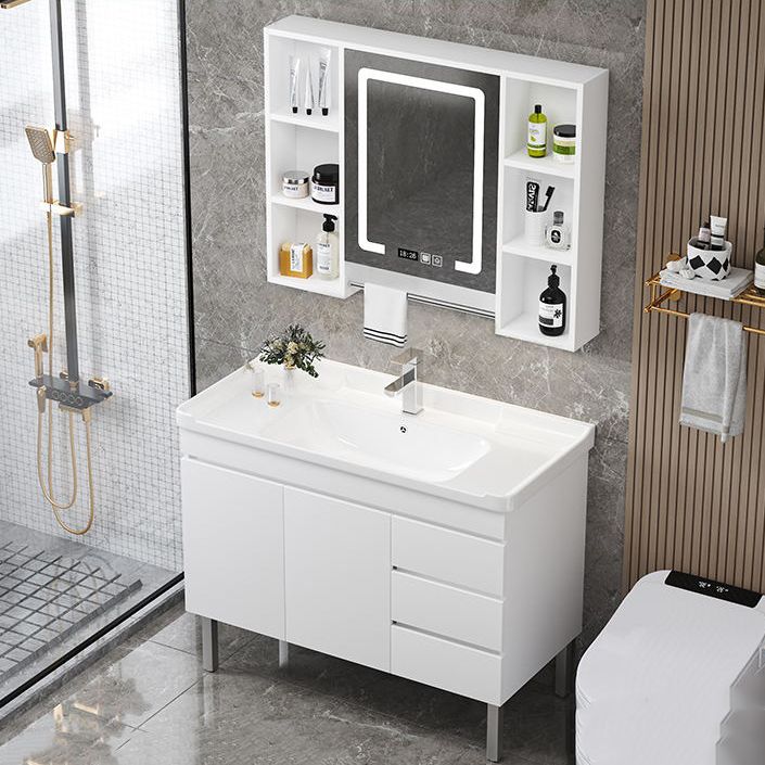 Modern Sink Vanity Freestanding Wood Bathroom Sink Vanity with Mirror Clearhalo 'Bathroom Remodel & Bathroom Fixtures' 'Bathroom Vanities' 'bathroom_vanities' 'Home Improvement' 'home_improvement' 'home_improvement_bathroom_vanities' 1200x1200_f5823150-0024-4c64-ade2-2781df6e15bb