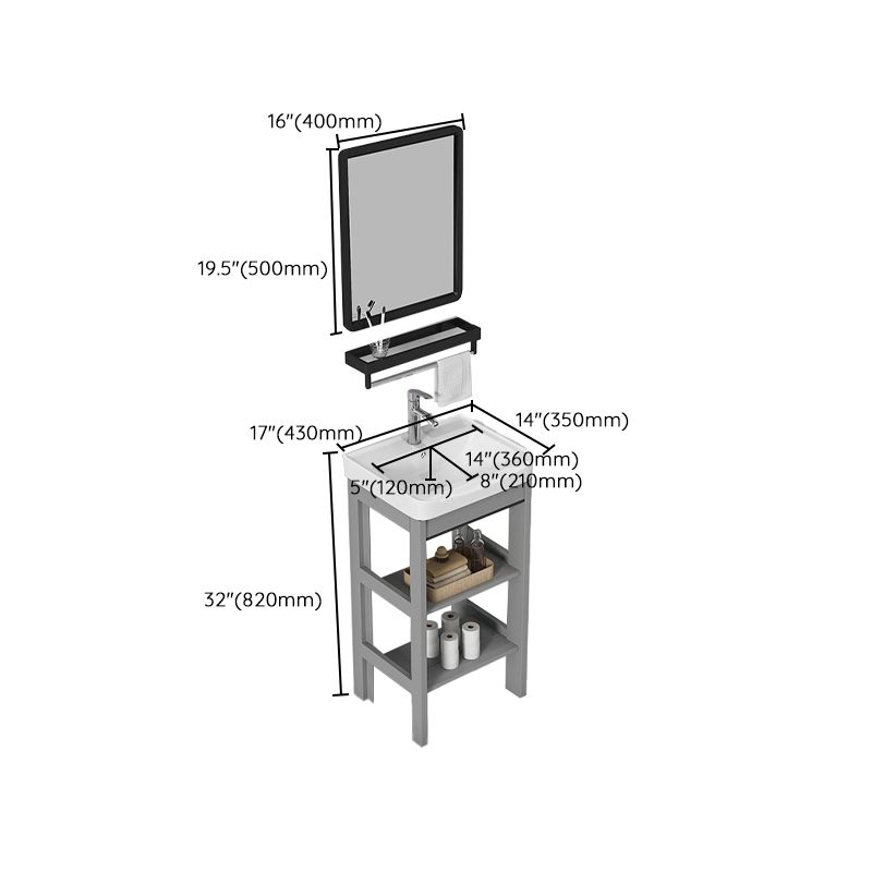 Free Standing Modern Vanity Set Drawer Faucet Ceramic Sink Vanity with Mirror Clearhalo 'Bathroom Remodel & Bathroom Fixtures' 'Bathroom Vanities' 'bathroom_vanities' 'Home Improvement' 'home_improvement' 'home_improvement_bathroom_vanities' 1200x1200_f58b1019-2c04-4ac7-84bf-f652b8715613