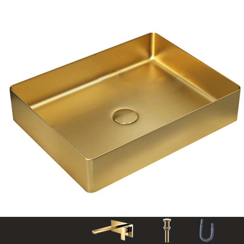 Metal Rectangular Bathroom Sink Modern Bathroom Sink with Faucet Clearhalo 'Bathroom Remodel & Bathroom Fixtures' 'Bathroom Sinks & Faucet Components' 'Bathroom Sinks' 'bathroom_sink' 'Home Improvement' 'home_improvement' 'home_improvement_bathroom_sink' 1200x1200_f58d72f2-a866-4d76-b489-20906d7fbf3c