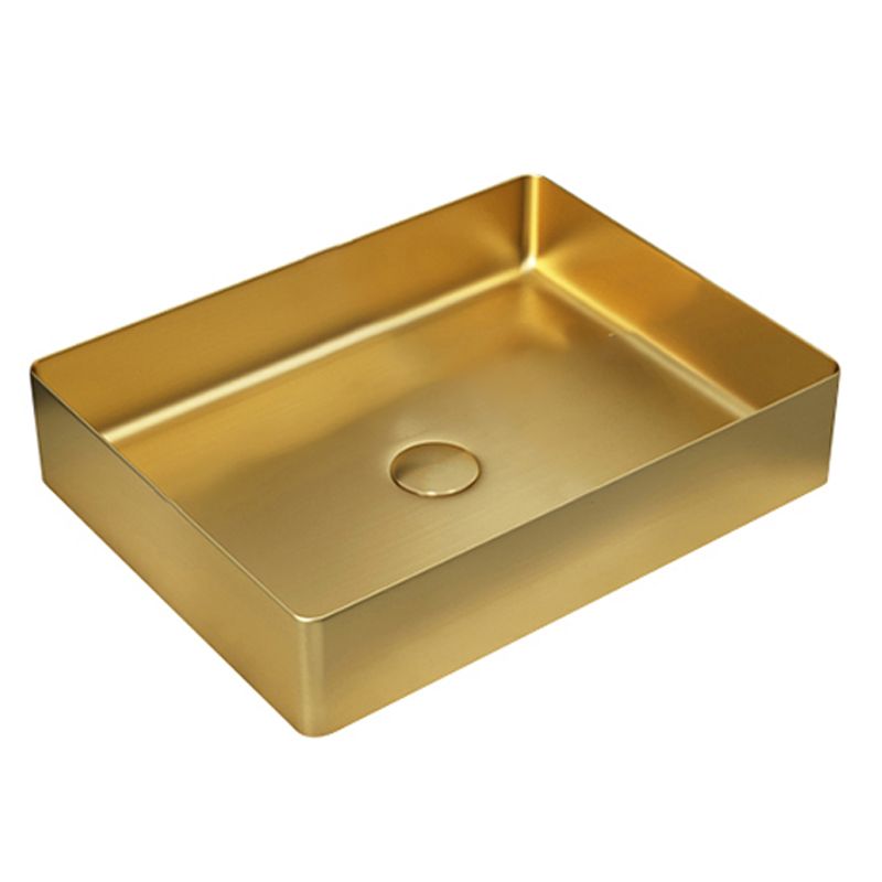 Modern Bathroom Sink Rectangular Metal Vessel Bathroom Sink with Pop-Up Drain Clearhalo 'Bathroom Remodel & Bathroom Fixtures' 'Bathroom Sinks & Faucet Components' 'Bathroom Sinks' 'bathroom_sink' 'Home Improvement' 'home_improvement' 'home_improvement_bathroom_sink' 1200x1200_f5940b42-8c1e-4b85-9576-7be65c5faed0